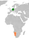 Lage von Deutschland und Namibia