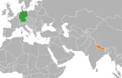Lage von Deutschland und Nepal