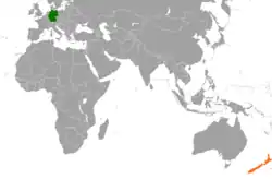 Lage von Deutschland und Neuseeland