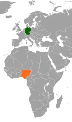 Lage von Deutschland und Nigeria