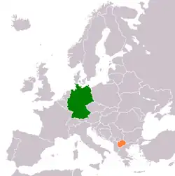 Lage von Deutschland und Nordmazedonien