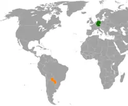 Lage von Deutschland und Paraguay