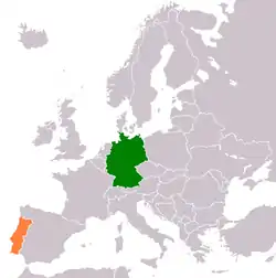 Lage von Deutschland und Portugal