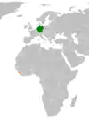 Lage von Deutschland und Sierra Leone