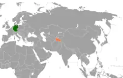 Lage von Deutschland und Tadschikistan