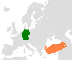 Lage von Deutschland und der Türkei