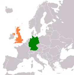 Lage von Deutschland und Vereinigtes Königreich