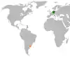 Lage von Deutschland und Uruguay