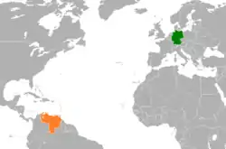 Lage von Deutschland und Venezuela