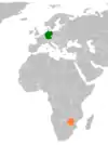 Lage von Deutschland und Simbabwe