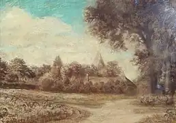 Gezicht op kerkdorp, 1929