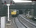 Nördlicher Bahnhofskopf und Tunnelmund mit Diesellok der Baureihe 27, 1982