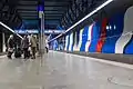 Unterirdischer Bahnhof mit 4 Gleisen, hier: Gleise 1 und 2
