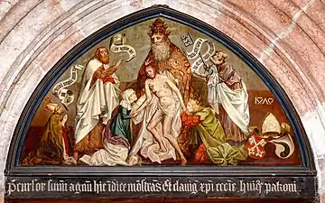 Gemälde Gnadenstuhl über dem inneren Nordportal der Berchtesgadener Stiftskirche