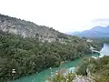 Die Hängebrücke Pont de Yenne am Beginn der Gorge de la Balme