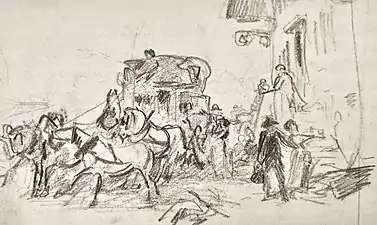 Skizze: Reisegruppe auf der Passhöhe