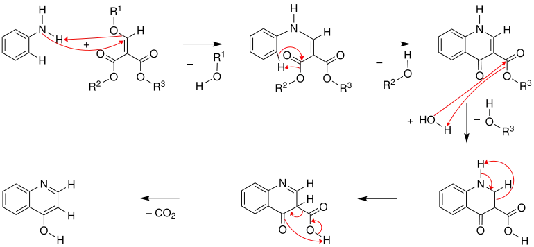 Mechanismus der Gould-Jacobs-Reaktion