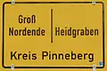 Groß Nordende links, Heidgraben rechts