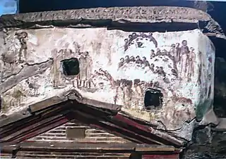 Frühchristliche Wandmalerei (um 230) über dem antiken Grabhaus des Clodius Hermes