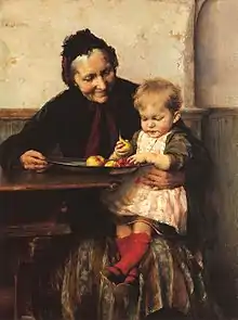 Großmamas Liebling(Großvater mit Enkelsohn, Gemälde des griechischen Malers Georgios Jakobides 1890)