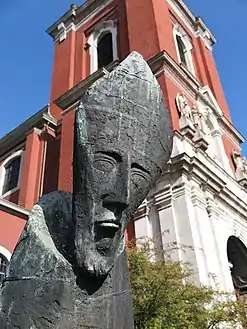 Kopf des Gregor von Burtscheid vor St. Michael