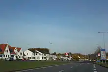 Die Hauptstraße Flensborgvej kurz nach dem Grenzübergang