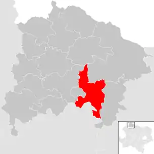 Lage der Gemeinde Groß-Siegharts im Bezirk Waidhofen an der Thaya (anklickbare Karte)