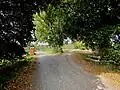Drei Linden am Ortseingang Großgrimberg - Sitzbank an der Schwarzpulver-Wanderroute