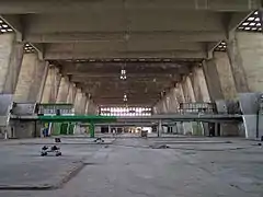 Innenansicht in Richtung Westen der Großmarkthalle Frankfurt