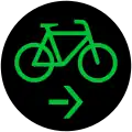 Grünes Radverkehr-Sinnbild mit Pfeil nach Rechts