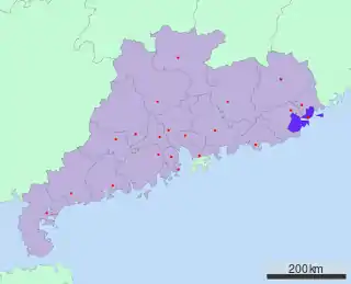 Lage von Shantou in Guangdong