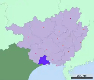 Lage Fangchenggangs in Guangxi und China