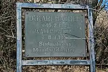 Karl Bacher (* 16. Februar 1884; † 8. Juli 1954) 48°&nbsp;45′&nbsp;39″&nbsp;N, 16°&nbsp;36′&nbsp;46″&nbsp;O