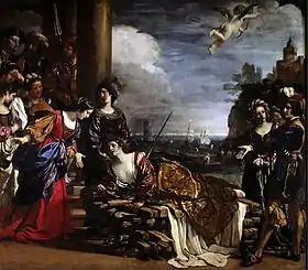 Selbstmord der Dido, 1631, Öl auf Leinwand, 287 × 335&nbsp;cm, Galleria Spada, Rom