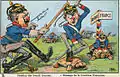 Französische Karikatur von 1914 zeigt Kaiser Wilhelm&nbsp;II. und General Falkenhayn mit Pickelhaube.