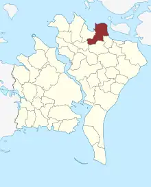 Lage des Gundslev Sogn in der Guldborgsund Kommune