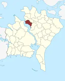 Lage des Stadager Sogn in der Guldborgsund Kommune
