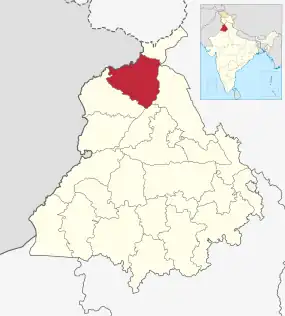 Positionskarte des Distrikts Gurdaspur
