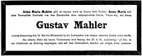 Die Todesanzeige in der NFP vom 20.&nbsp;Mai 1911