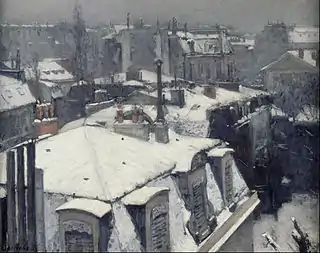 Gemälde „Verschneite Dächer“ von Gustave Caillebotte