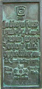 Gedenktafel für Gustav Jäger