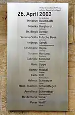 Gedenktafel zum 26.&nbsp;April 2002
