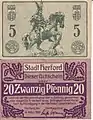Notgeld der Stadt Herford mit Grafik des Wittekindbrunnens (1920)