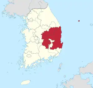 Karte: Gyeongsangbuk-do in Südkorea