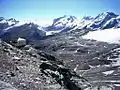 Hörnlihütte mit v. l. n. r.: Rimpfischhorn, Strahlhorn, Monte Rosa, Liskamm, Breithorn
