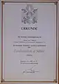 1983.Mai.31. Urkunde. Die Kärntner Landesregierung verleiht Hans Pawlik, 3. Präsident des Kärntner Landtages a.&nbsp;D., den „Kärntner Landesorden in Silber“.
