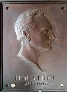 Einseitige Gussplatte (Plakette, Medaille) 430&nbsp;×&nbsp;600&nbsp;mm des Hermann Theodor Simon. Werk Max Lange in der Zeit in Göttingen von 1919