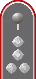 Dienstgradabzeichen auf der Schulterklappe der Jacke des Dienstanzuges für Heeresuniformträger der Artillerietruppe.