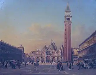 Rudolf von Alt: Markusplatz mit österreichischem Militär (um 1860), Gemälde im Heeresgeschichtlichen Museum