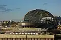 U-Bahnsteig mit Aussichtsplattform September 2020
